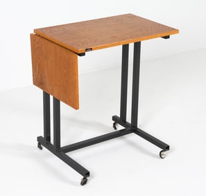 SCANDINAVIAN OAK ROLLING DESK TABLE C. 1970S