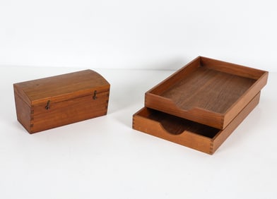 DANISH TEAK DESK TRAY & BOX GROUPING C. 1960S