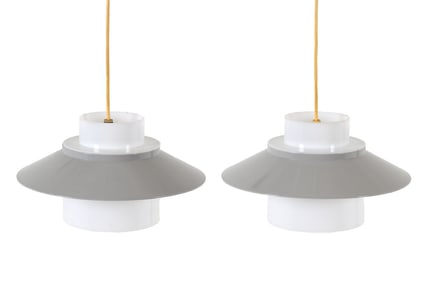 PAIR OF LYFA SAUCER PENDANT LIGHTS C. 1970S