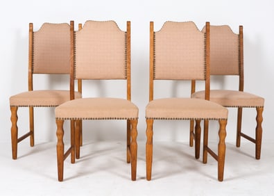 4 HENNING KJAERNULF STYLE DANISH OAK DINING CHAIRS