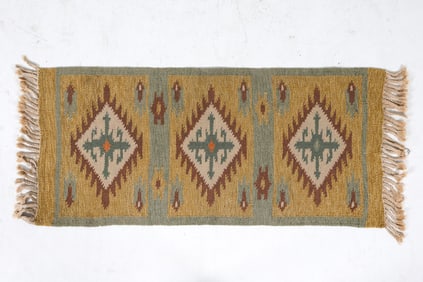 MID-CENTURY SCANDINAVIAN KILIM WOOL RUG C. 1970S