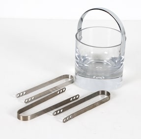 MID-CENTURY SCANDINAVIAN ICE BUCKET STELTON TONGS