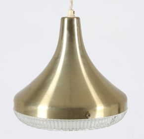 DANISH BRASS & GLASS PENDANT LIGHT C. 1970S