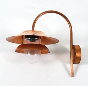HORN DANISH COPPER SAUCER WALL SCONCE C. 1970S
