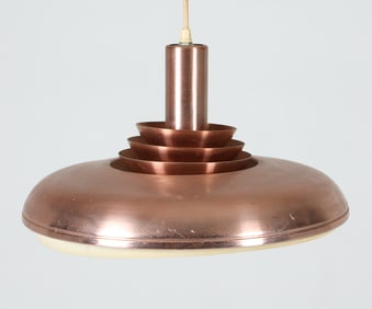 DANISH COPPER SAUCER PENDANT LIGHT C. 1960S