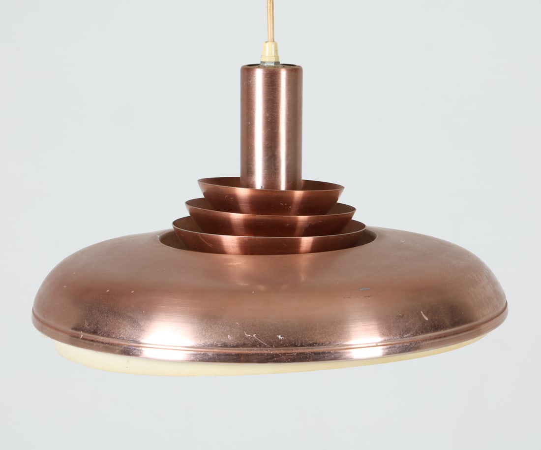 DANISH COPPER SAUCER PENDANT LIGHT C. 1960S (1 of 7)