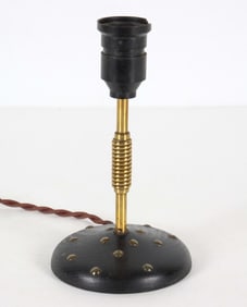 MID-CENTURY DANISH WOOD & BRASS TABLE LAMP