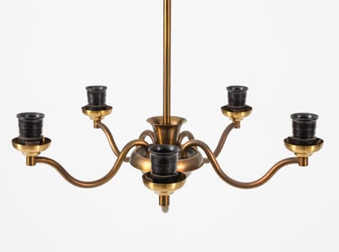 MID-CENTURY SCANDINAVIAN BRASS CHANDALIER