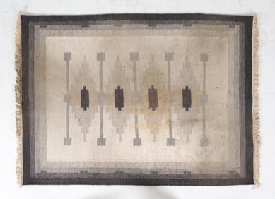 MID-CENTURY SCANDINAVIAN GREY KILIM RUG C. 1960S
