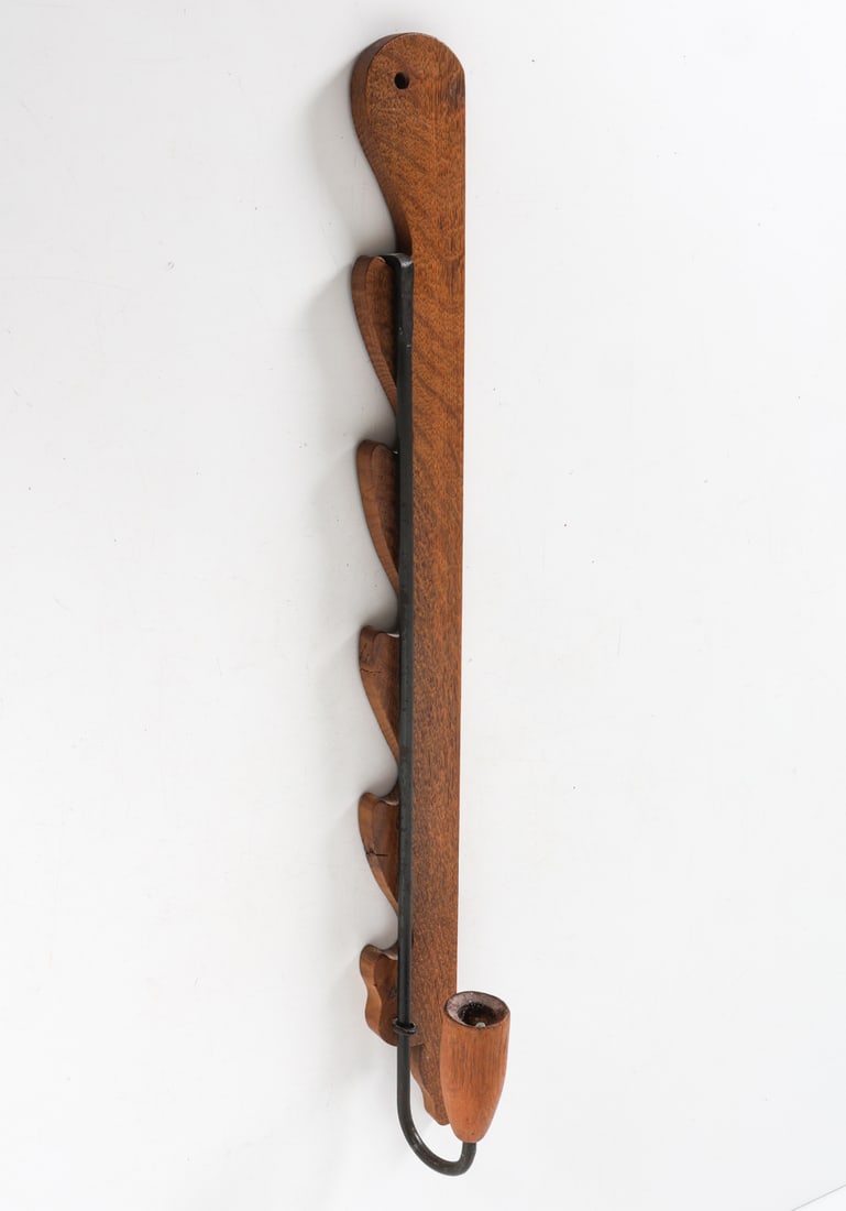 MID-CENTURY OAK & IRON TRAMMEL CANDLE HOLDER (1 of 11)