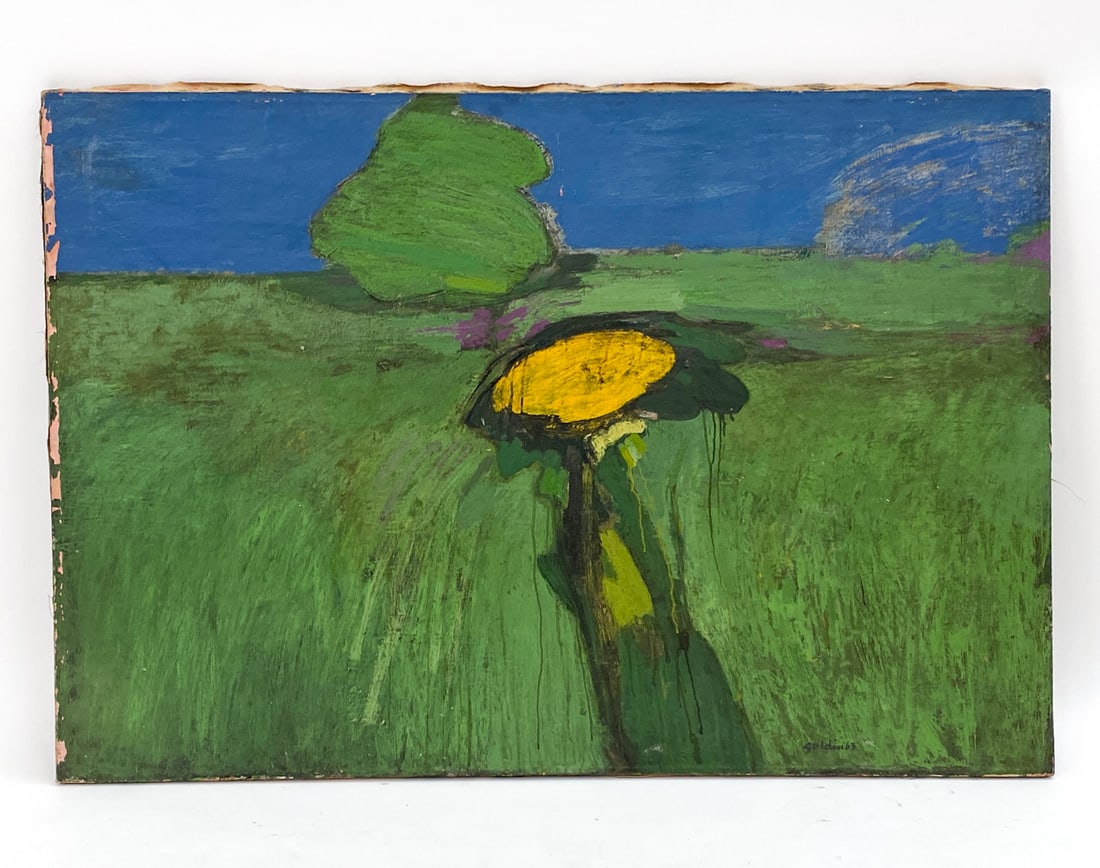 LEON GOLDIN (AMERICAN 1923-2009) ABSTRACT O/C 1963 (1 of 4)