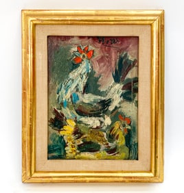 ABSTRACT ROOSTER AND HEN O/B