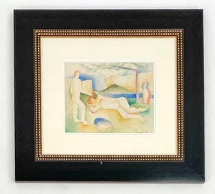 20TH C. MODERNIST NUDES WATERCOLOR 1957