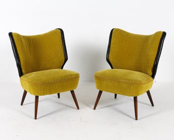 PAIR OF SCANDIANVIAN LEATHER LOUNGE CHAIRS C. 1950