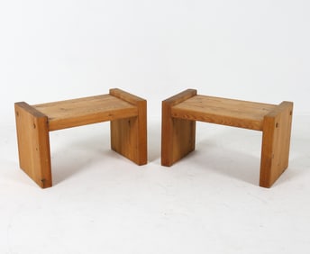 PAIR OF JENS LYNGSOE DANISH PINE STOOLS C. 1980S
