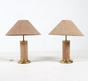 PAIR OF SCANDINAVIAN VELOUR TABLE LAMPS