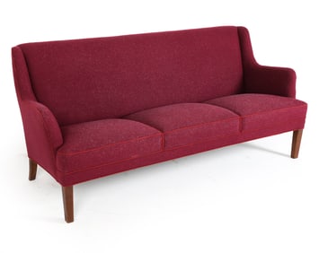 FRITZ HANSEN BEECH & WOOL SOFA C. 1950S