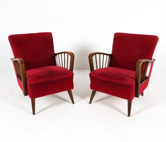 PAIR OF SCANDINAVIAN BEECH LOUNGE CHAIRS 1940S