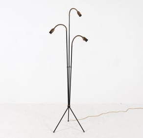 SCANDINAVIAN TRIPLE LIGHT FLOOR LAMP C. 1960S