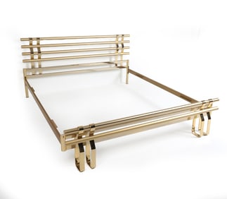 MID-CENTURY ITALIAN BRASS TONE QUEEN BED FRAME
