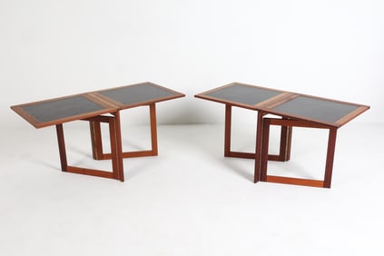 PAIR OF ARNE ROBBERT TEAK FOLDING SIDE TABLES
