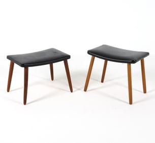 (2) DANISH LEATHER STOOLS OR OTTOMANS C. 1960S