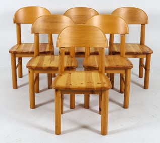 DAUMILLER STYLE PINE DINING CHAIRS C. 1970S