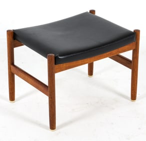 SPOTTRUP DANISH TEAK & LEATHER STOOL C. 1960S