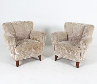 PAIR OF SCANDINAVIAN MOHAIR LOUNGE CHAIRS C. 1950S