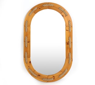SWEDISH PINE & ROPE NAUTICAL WALL MIRROR 1970S