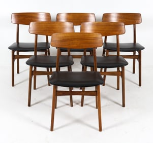 (6) FARSTRUP ROSEWOOD & LEATHER DINING CHAIRS