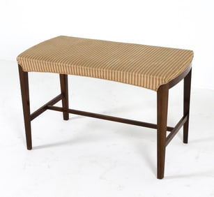 FRITZ HANSEN BEECH & WOOL BENCH C. 1940S
