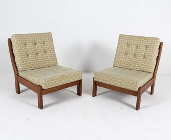 PAIR OF DANISH OAK LOUNGE CHAIRS 1970S