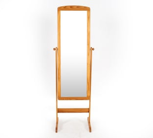 SCANDINAVIAN PINE STANDING MIRROR C. 1970S