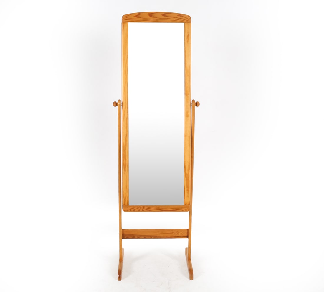 SCANDINAVIAN PINE STANDING MIRROR C. 1970S (1 of 14)