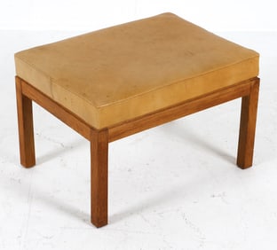 DANISH OAK & LEATHER OTTOMAN C. 1960S