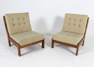 PAIR OF DANISH OAK LOUNGE CHAIRS 1970S