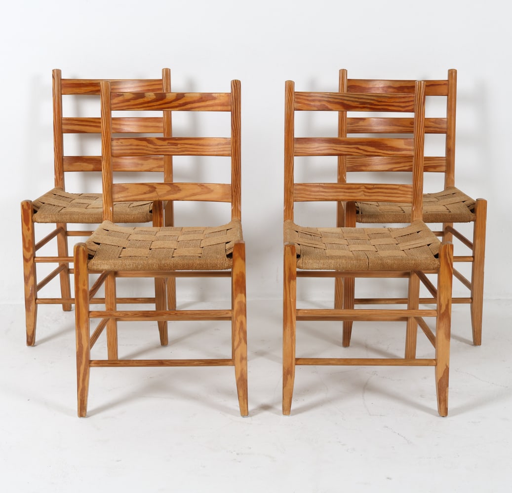 (4) DANISH OAK & WOVEN CORD DINING CHAIRS C. 1970S (1 of 13)