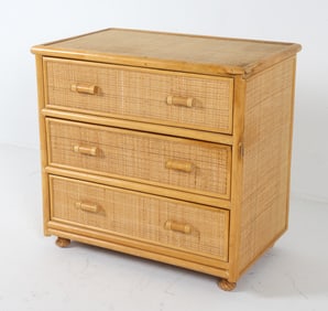 ITALIAN BAMBOO & RATTAN CHEST OF DRAWERS C. 1970S