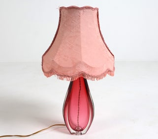 VINTAGE SCANDINAVIAN GLASS TABLE LAMP C. 1970S