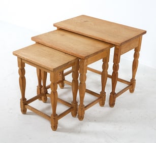 HENNING KJAERNULF STYLE DANISH OAK NESTING TABLES