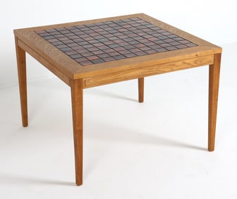 DANISH OAK & CERAMIC TILE COFFEE TABLE C. 1970S