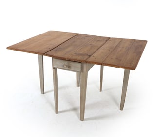 ANTIQUE DANISH PINE DROP-LEAF DINING TABLE C. 1900