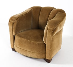 ART DECO DANISH MOHAIR LOUNGE CHAIR C. 1940S
