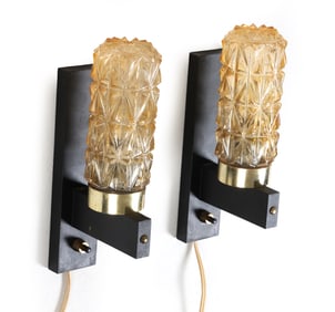 PAIR OF DANISH GLASS WALL SCONCES C. 1970S