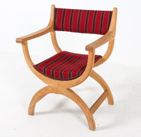 HENNING KJAERNULF OAK KURUL CHAIR C. 1960S