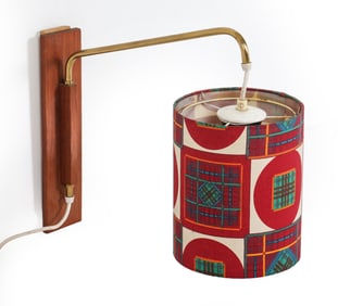 DANISH BRASS & TEAK WALL LIGHT C. 1970S