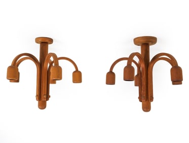 PAIR OF DOMUS DANISH TEAK CEILING LIGHTS C. 1960S