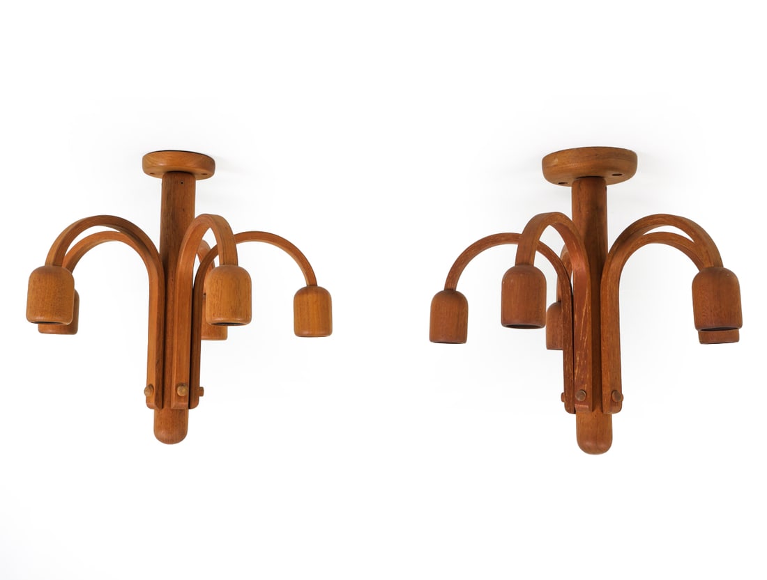 PAIR OF DOMUS DANISH TEAK CEILING LIGHTS C. 1960S (1 of 10)