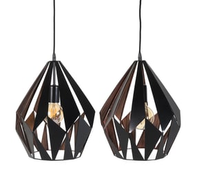 PAIR OF EGLO 'CARLTON' STEEL PENDANT LIGHTS